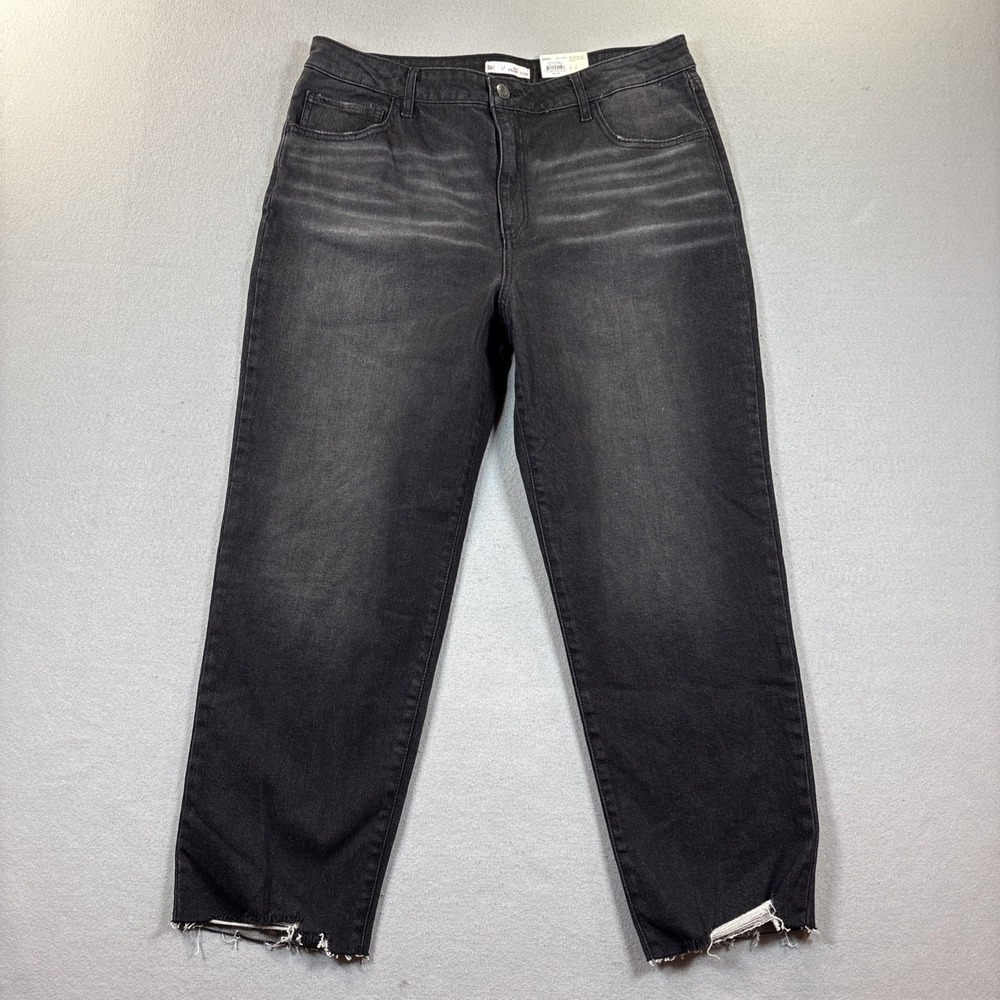 SO High Rise Straight Cropped Jeans Raw Hem Sz 17 (33x27) Black